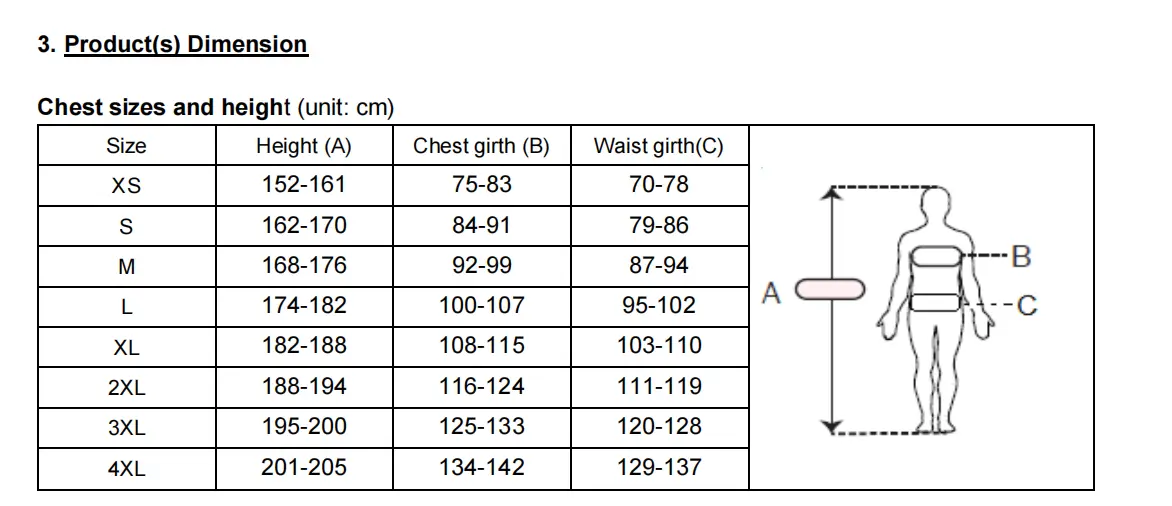 Coveralls Size Chart